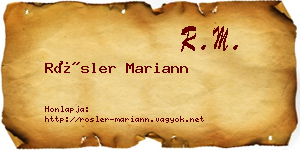 Rösler Mariann névjegykártya